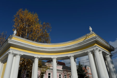 Propylaea at the main entrance to the Cathedral Park of the Ryazan Kremlinのeditorial素材