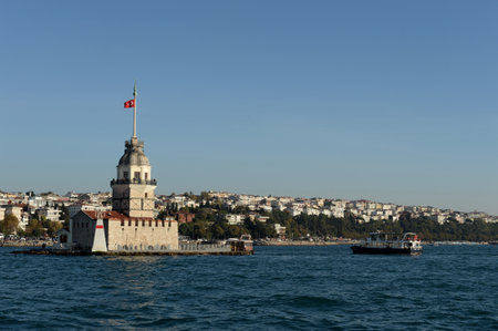 Maiden Tower in the middle of the Bosphorus Strait in Istanbulのeditorial素材