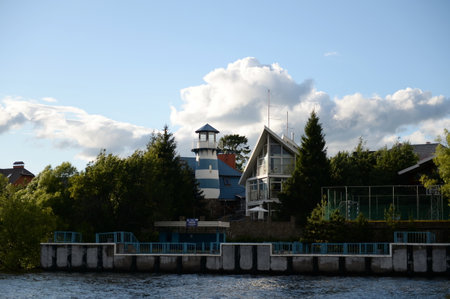 Chiverevo pier on the Pirogov reservoirのeditorial素材