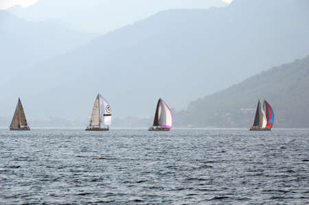 Yachts in the bay near the Turkish city of Marmarisの写真素材