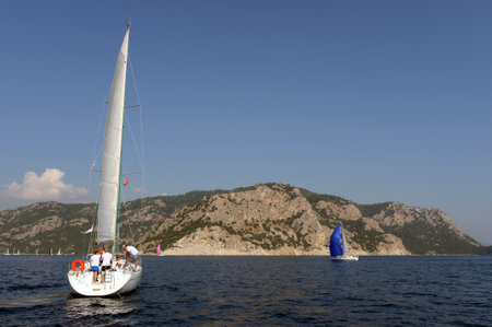 Yachts in the Aegean Sea near the Turkish city of Marmaris