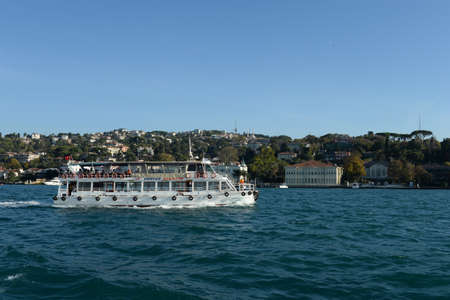 Passenger pleasure boat on the Asian side of the Bosphorus Strait in Istanbul