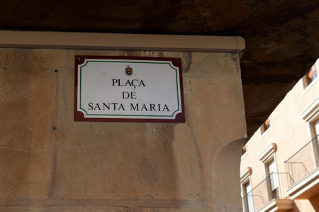 Placa De Santa Maria nameplate on a building in Elcheのeditorial素材