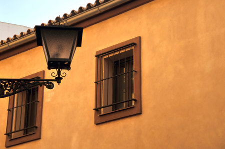Barred Windows on an old building in the center of Sevilleのeditorial素材