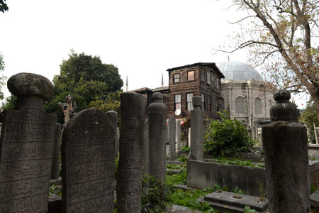 The old cemetery at the mosque in the city's Eyup Sultan district of Istanbul. Turkeyのeditorial素材