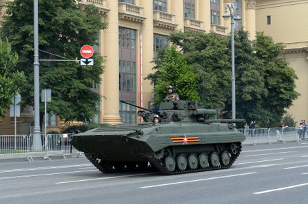 Upgraded infantry fighting vehicle BMP-2M on Mokhovaya street during the parade dedicated to the 75th anniversary of Victory in the great Patriotic warのeditorial素材