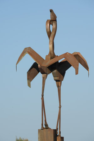 Flamingo sculpture in San Pedro del Pinatar. Spainのeditorial素材