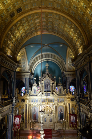Interior of the Bulgarian Church of St. Stephen on the shore of the Golden horn Bay in Istanbul, Turkeyのeditorial素材