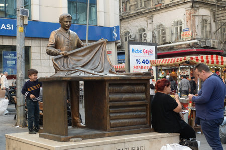 Sculpture of a manufacturer in the Fatih city district of Istanbul, Turkeyのeditorial素材