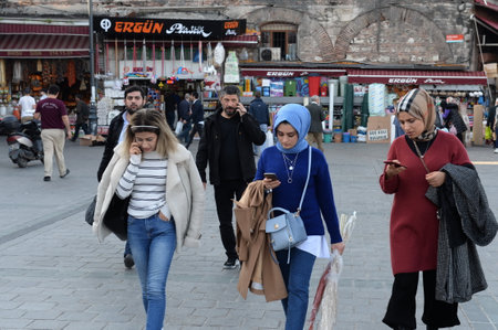 People on Kolchin street in the city's Fatih district. Istanbul. Turkeyのeditorial素材