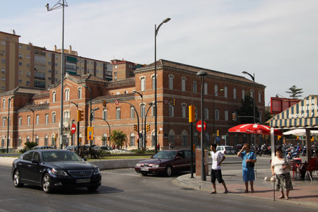 Urban view of the Spanish city of Malaga by the Guadalmedina riverのeditorial素材
