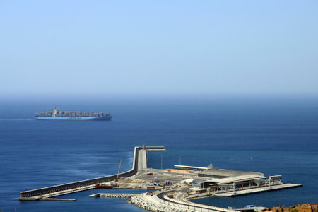 Container ship enters the port of Malaga