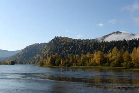 Morning on the mountain river Biya. Altai Republic. Western Siberia. Russia