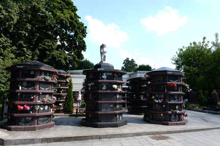 Sarcophagi with urns at the Vagankovsky Cemetery in Moscow