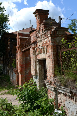 Old brick gate in the center of Kalugaのeditorial素材