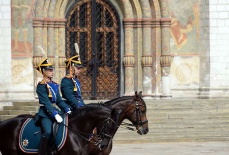 The ceremony of divorce of horse and foot guards of the Presidential Regiment on the Cathedral...