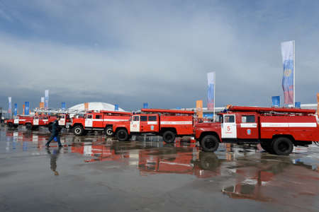 Fire trucks in the Military-patriotic park of culture and recreation Patriot. Kubinka. Moscow oblast