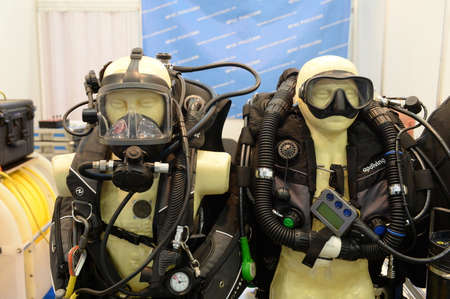 Diving equipment at the exhibition in the Military-patriotic Park of Culture and recreation Patriot....