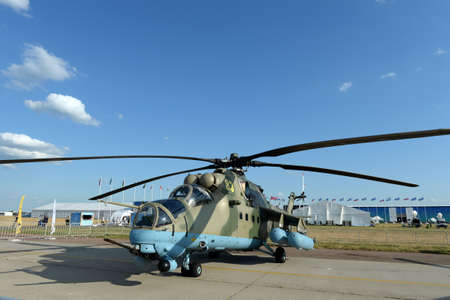 The Mi-35 M multi-purpose attack helicopter at the MAKS-2021 International Aviation and Space Salon...