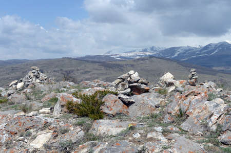 Mountain landscape near the North Chui ridge in the Kosh-Agach district of the Altai Republic....