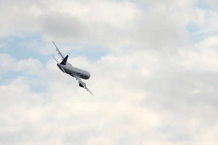 Demonstration flight of the new Russian twin-engine passenger aircraft MS-21-300 at the...