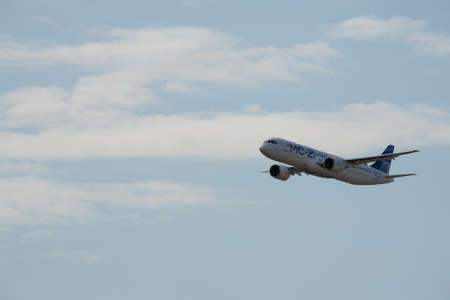 Demonstration flight of the new Russian twin-engine passenger aircraft MS-21-300 at the...