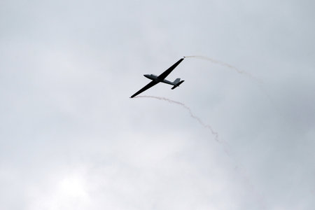 Polish aerobatic glider MDM-1 Fox at the International Aviation and Space Salon MAKS-2021のeditorial素材