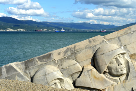 Fragment of the ensemble-memorial "Malaya Zemlya" in the hero city of Novorossiyskのeditorial素材
