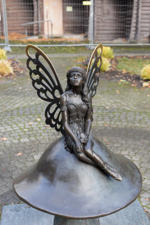 Sculpture "Fairy mushroom and Forest Fairy" in the Central City Park of Kaliningradのeditorial素材