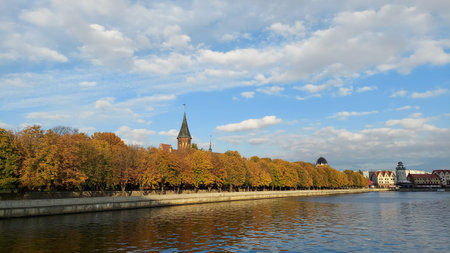 Autumn view of Kanta Island in Kaliningradのeditorial素材