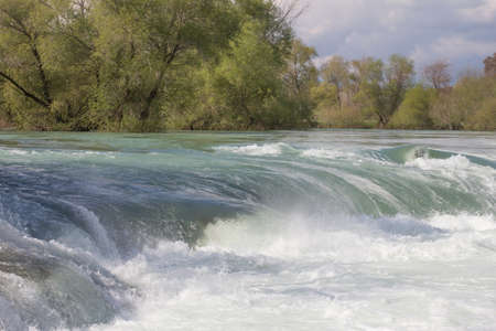 Landscape with flooded trees and a stream of waterの写真素材