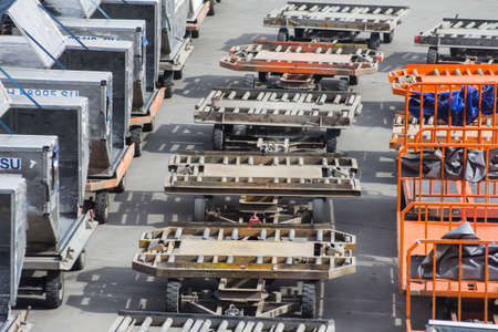 Cargo trucks on the flight fieldの写真素材