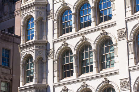 Sunshuny windows of old architectural buldingsの写真素材