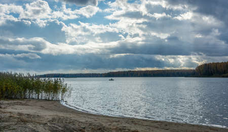 The lake with blue sky の写真素材