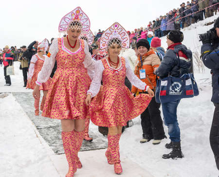 At the festival of Winter fun in Uglich 2015. Russia, Uglich, February 07.のeditorial素材