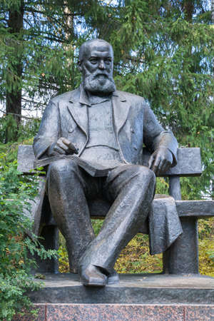 The monument to the great Russian writer and playwright Alexander Nikolayevich Ostrovsky in the village of Shelikovo Kostroma region.のeditorial素材