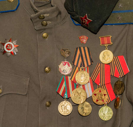 Soldier39s tunic with military orders of the great Patriotic war Second world war.の写真素材