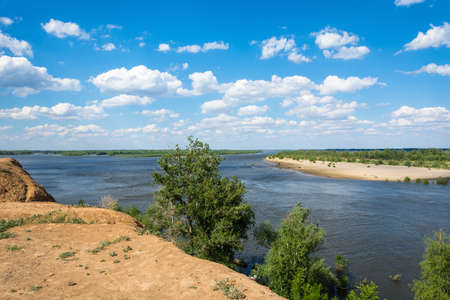 View of the Volga river from the high Bank on a Sunny summer day.の写真素材