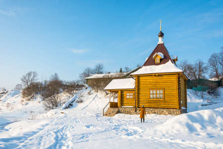 Privolzhsk, Ivanovo region, Russia - January 24, 2016: the Holy source of the Tikhvin icon of the mother of God, January 24, 2016, Privolzhsk, Ivanovo region, Russia.のeditorial素材