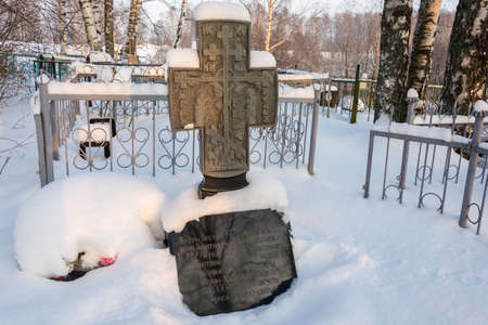The Saint's Confessor FR in the cemetery of the village of Mikhailovskoye, Furmanovskoy district, Ivanovo region, Russia.のeditorial素材