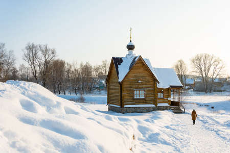 Privolzhsk, Ivanovo region, Russia - January 24, 2016: the Holy source of the Tikhvin icon of the mother of God, January 24, 2016, Privolzhsk, Ivanovo region, Russia.のeditorial素材