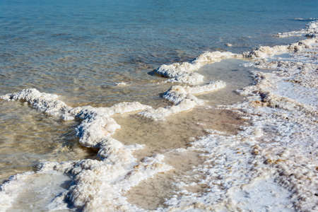Salty exotic shore of lake Baskunchak. Astrakhan region, Russian Federation.の写真素材