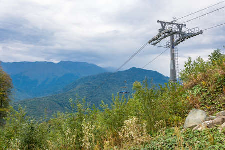 Ropeway in the ski resort Rosa Khutor on 7 October 2015.