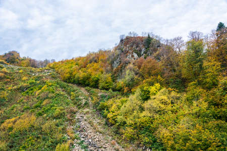 Colorful autumn landscape in the Caucasus mountains, near Sochi.の写真素材