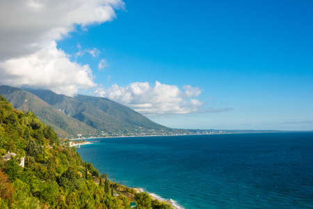 Black sea coast of Abkhazia in the Gagra district on a Sunny autumn day.の写真素材