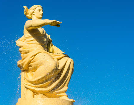The current fountain with the Goddess of Navigation in the sea port of Sochi.の写真素材