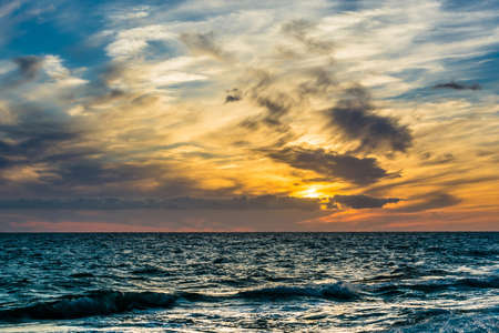 Beautiful sunset on Black sea in Abkhazia.