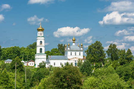 A beautiful view of the Transfiguration Church in Sunny summer day, the town of Shuya, Ivanovo region, Russia.の写真素材