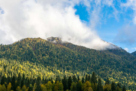 Caucasus mountains and the sky in the autumn day, Abkhazia.の写真素材
