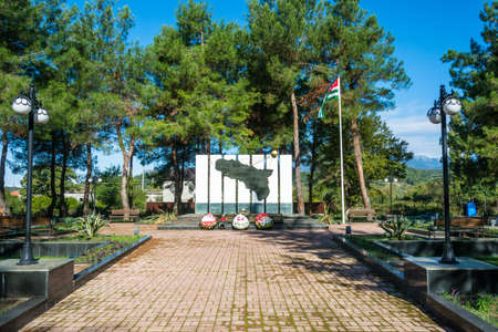 The monument to the heroes of the war 1941-1945, 1992-1993 in the village of Ldzaa, Pitsunda, Abkhazia, October 19, 2015.のeditorial素材